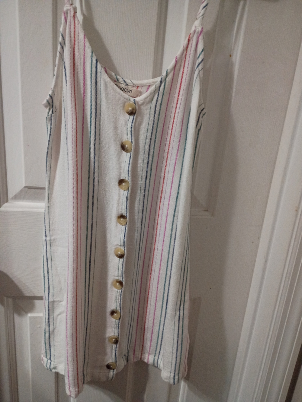 Rip Curl White Mini Dress with Pink and Blue Stripes